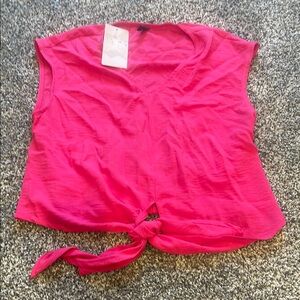 Pink Sleeveless Tie-Front Top